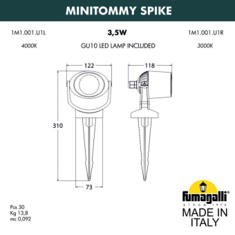 Ландшафтный светильник FUMAGALLI MINITOMMY SPIKE 1M1.001.000.WXU1L