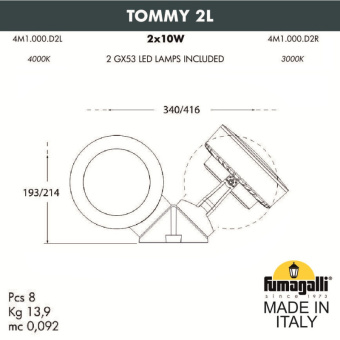 Фасадный светильник FUMAGALLI TOMMY 2L 4M1.000.000.AXD2L