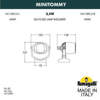 Фасадный светильник FUMAGALLI MINITOMMY 1M1.000.000.WXU1L
