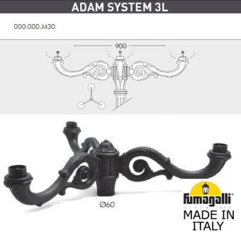 Парковый фонарь FUMAGALLI NEBO ADAM/GLOBE 300 3L G30.202.M30.AYF1R