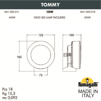 Фасадный светильник FUMAGALLI TOMMY 2M1.000.000.WXD1L